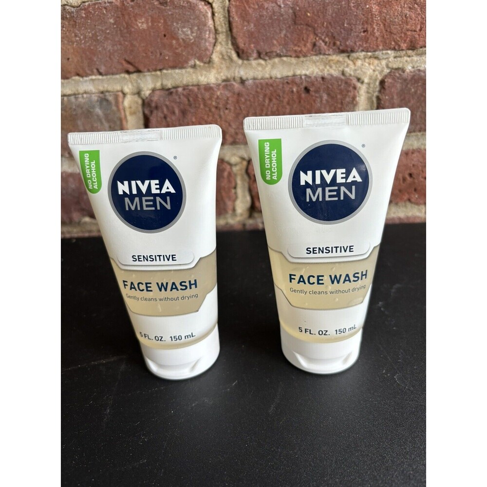 Lot of 2 Nivea Men's Sensitive Face Wash Cleans Without Drying  5 fl oz Tubes